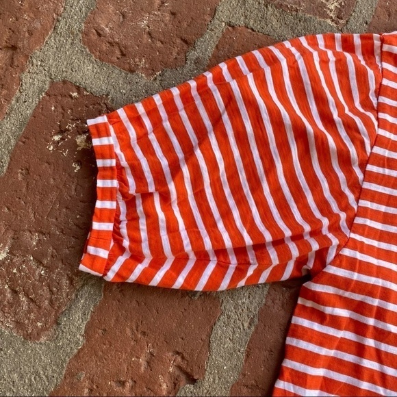 CAbi size small Poolside Orange & white puffy sleeves striped top summer relaxed - Picture 5 of 11